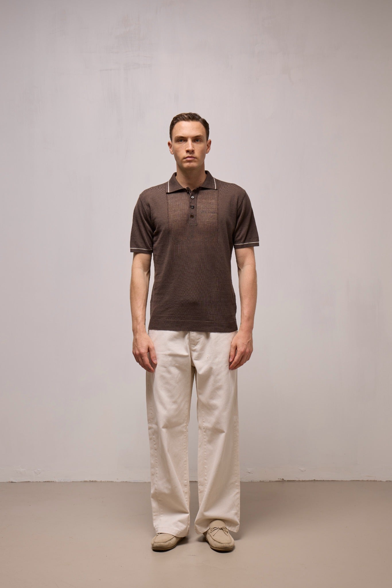 WOOL&CO – SHORT SLEEVES POLO NECK SWEATER