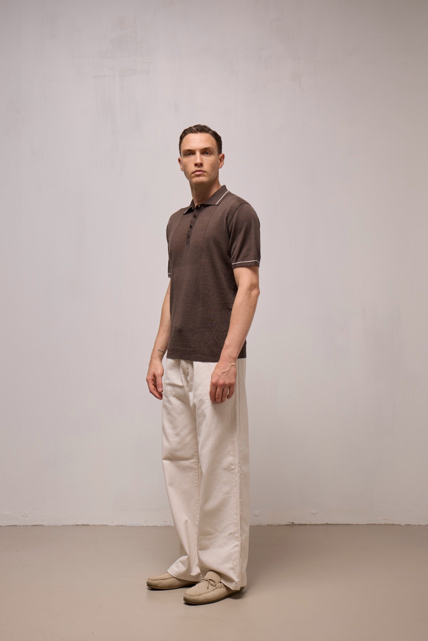 WOOL&CO – SHORT SLEEVES POLO NECK SWEATER