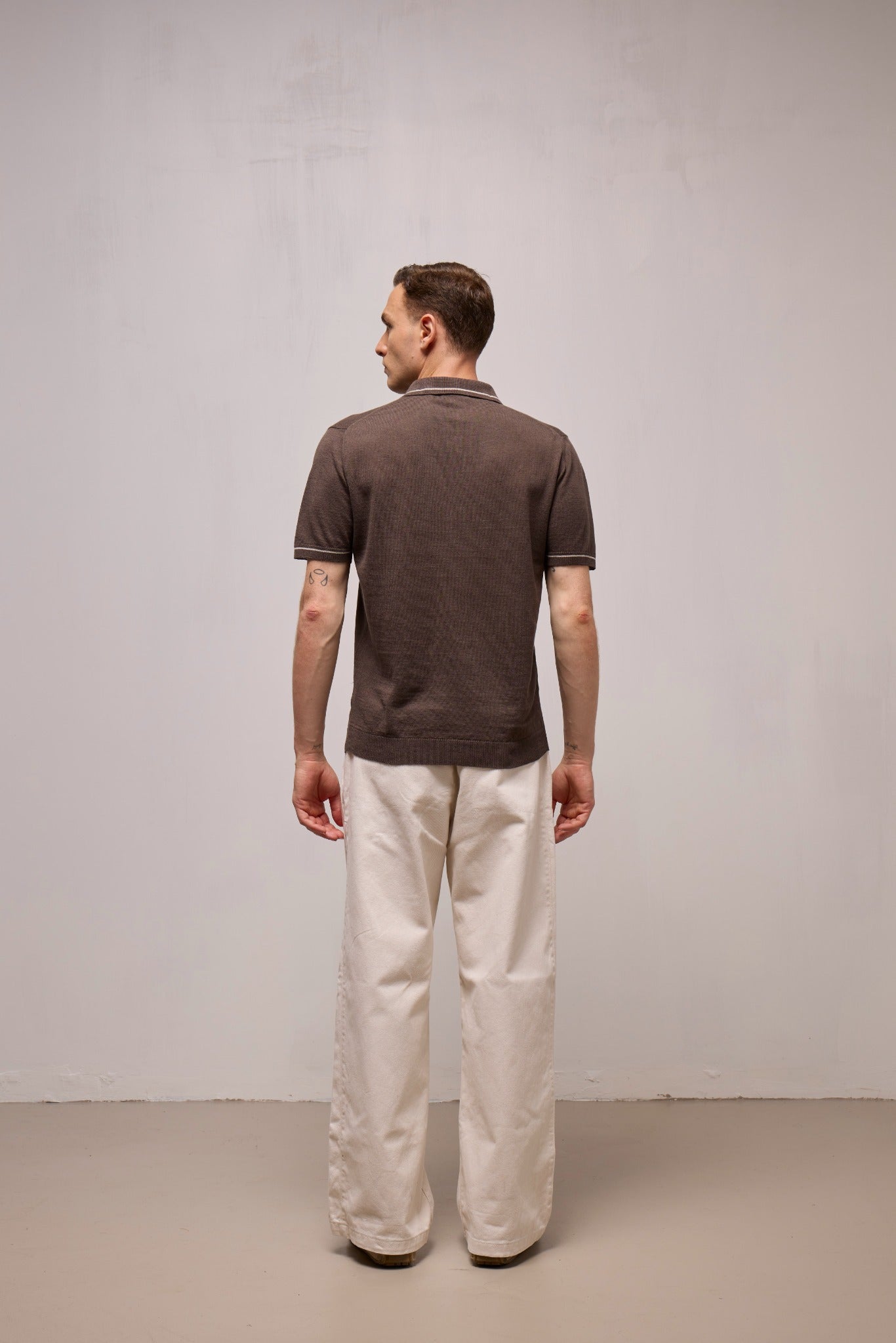 WOOL&CO – SHORT SLEEVES POLO NECK SWEATER