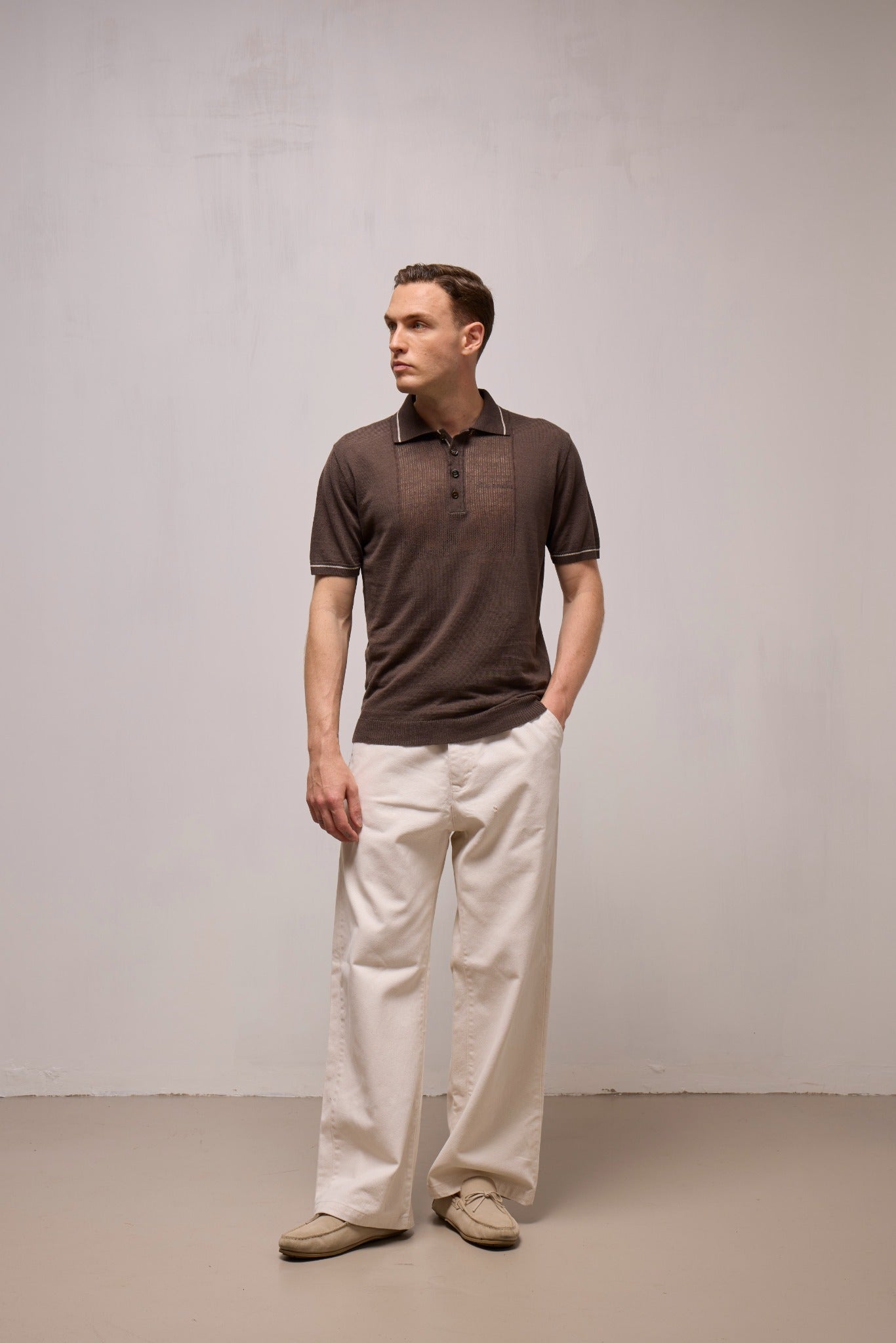 WOOL&CO – SHORT SLEEVES POLO NECK SWEATER