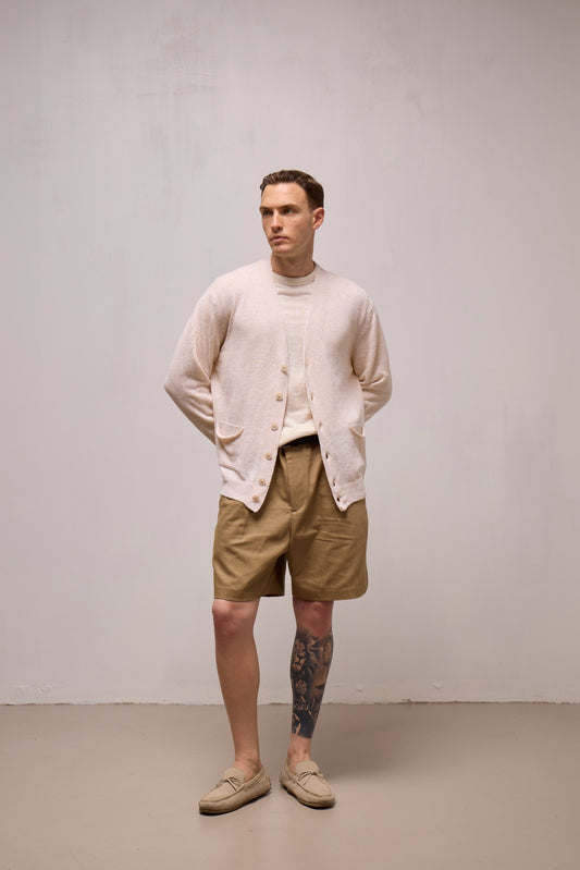 WOOL&CO – LINEN AND COTTON V NECK CARDIGAN