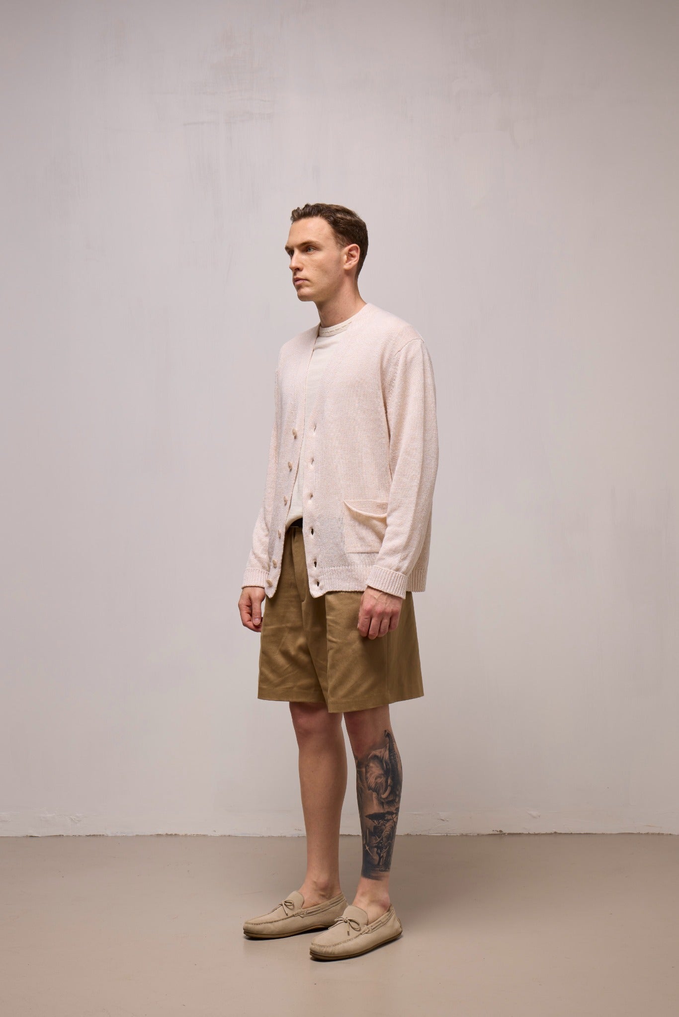 WOOL&CO – LINEN AND COTTON V NECK CARDIGAN