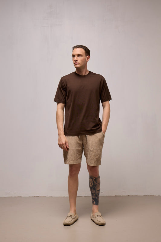 WOOL&CO – MERCERIZED COTTON SHORT SLEEVED CREW NECK T-SHIRT