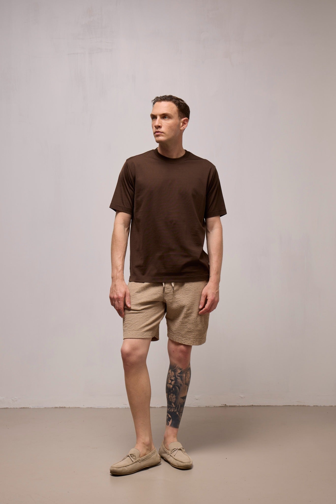 WOOL&CO – MERCERIZED COTTON SHORT SLEEVED CREW NECK T-SHIRT