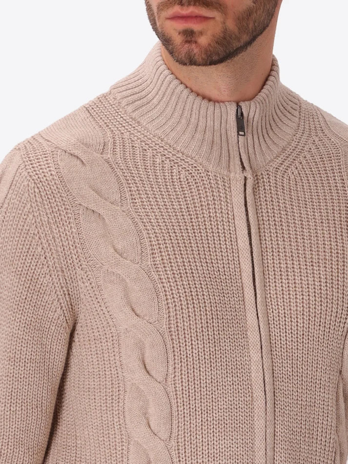 DISTRETTO 12 - WOOL-BLEND CABLE-KNIT CARDIGAN GIOTTO