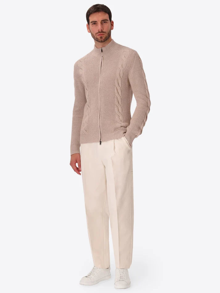 DISTRETTO 12 - WOOL-BLEND CABLE-KNIT CARDIGAN GIOTTO