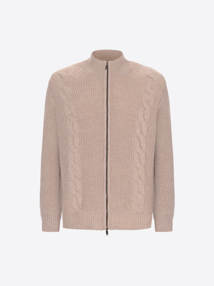 DISTRETTO 12 - WOOL-BLEND CABLE-KNIT CARDIGAN GIOTTO