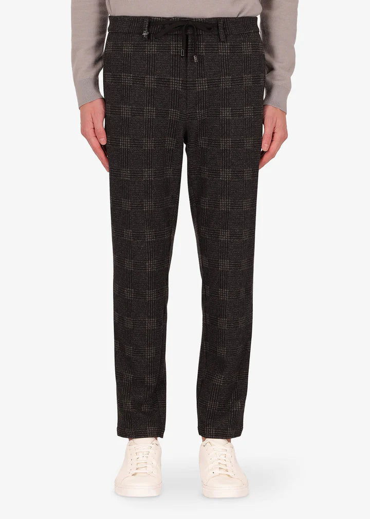 DISTRETTO 12 – YORK GALLES TROUSERS IN PRINCE OF WALES STRETCH JERSEY