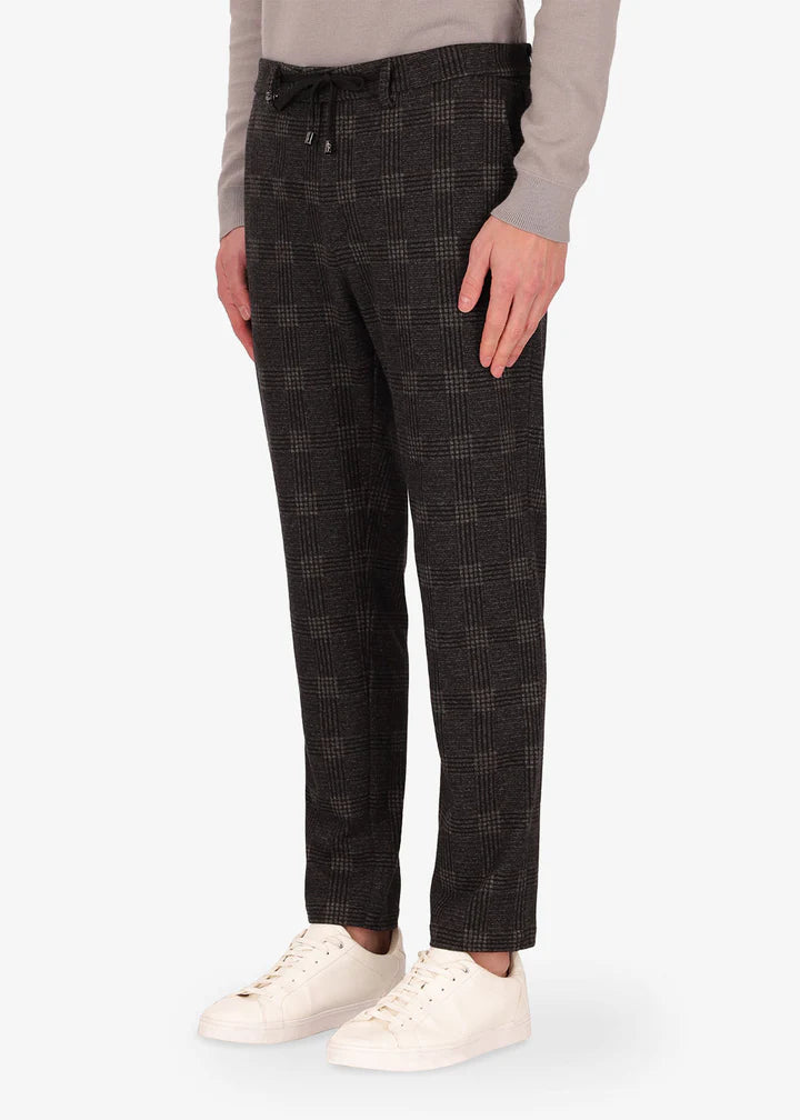 DISTRETTO 12 – YORK GALLES TROUSERS IN PRINCE OF WALES STRETCH JERSEY