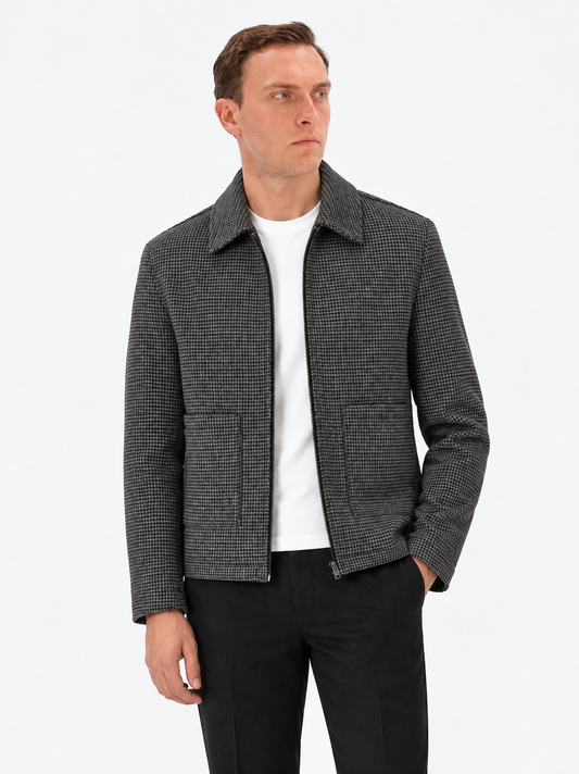DISTRETTO 12 – MICRO-CHECK COTTON BLEND AVIATOR JACKET RAFFAELLO