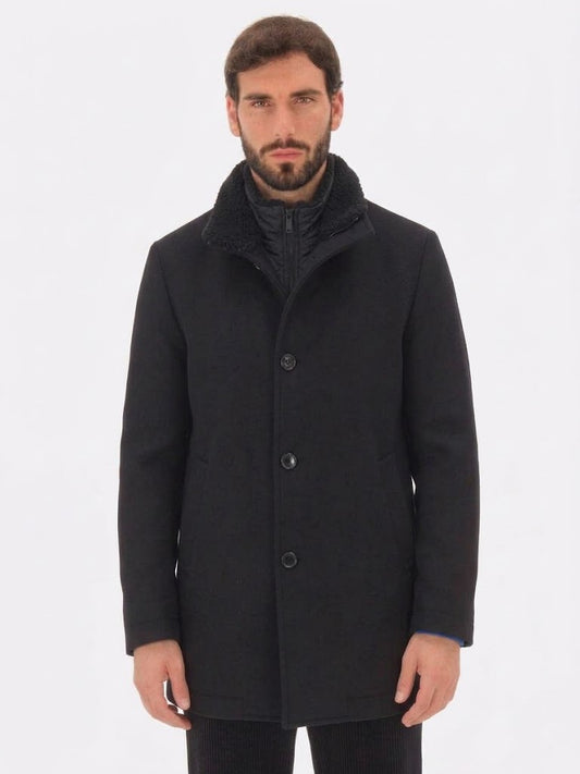 DISTRETTO 12 - WOOL BLEND FUNNEL NECK COAT MANCHESTER