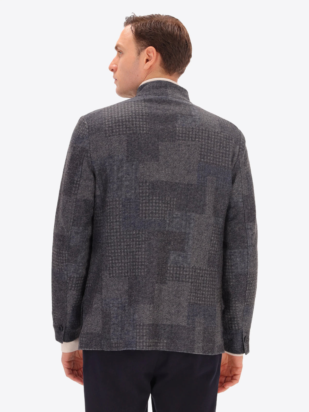 DISTRETTO 12 - WOOL BLEND PATCHWORK CHECK COREANA JACKET CHESTER