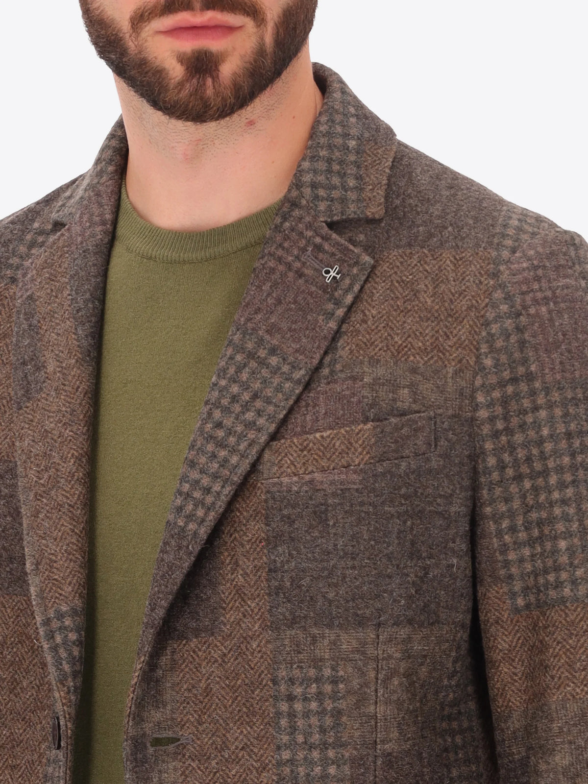 DISTRETTO 12 – WOOL BLEND PATCHWORK CHECK JACKET CHESTER