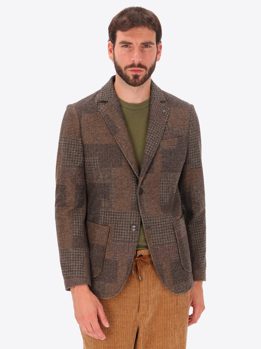 DISTRETTO 12 – WOOL BLEND PATCHWORK CHECK JACKET CHESTER